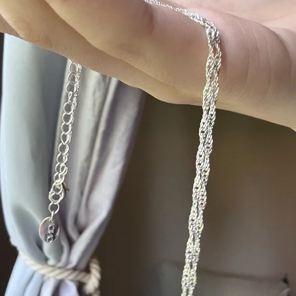 SILVER TONE Delicate Twisted Rope Necklace - Picture 2 of 5